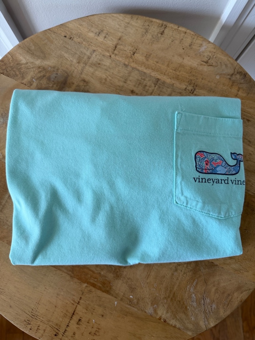Vineyard Vines Mint Pocket Tee with Patterned Whale